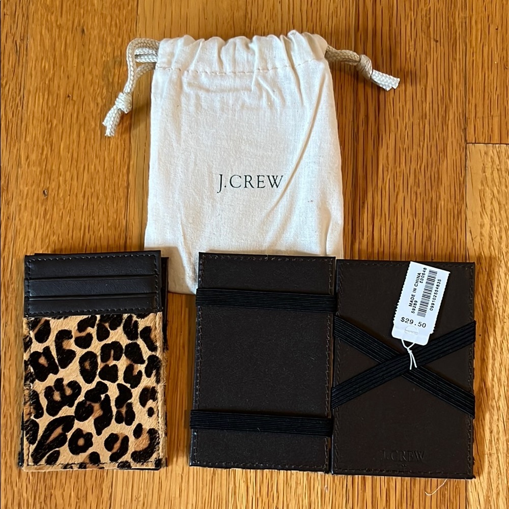 J.Crew Black and Leopard Print Card Holder Set